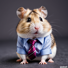 professional headshot of dwarf campbell russian hamster wearing a shirt and tie for a cv or linkedin, studio photo.