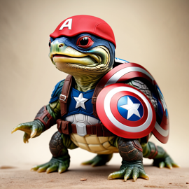 red-eared slider turtle/tortoise as captain america from avengers, lifelike and highly detailed.