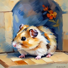 roborovski dwarf hamster in the style of cezanne, highlighting classic brush strokes and an elegant, timeless look.