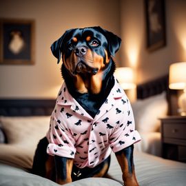 rottweiler-cute-pyjamas-posh-bedroom-happiness-coziness-87ecd29b0b7848a78a43803d0b06e885