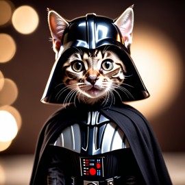 savannah cat as darth vader from star wars, dressed as darth vader in a detailed star wars scene.