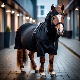 shetland-pony-horse-black-hoodie-urban-backdrop-stylish-trendy-141ba609cb13413e9c95c147d4b9d409