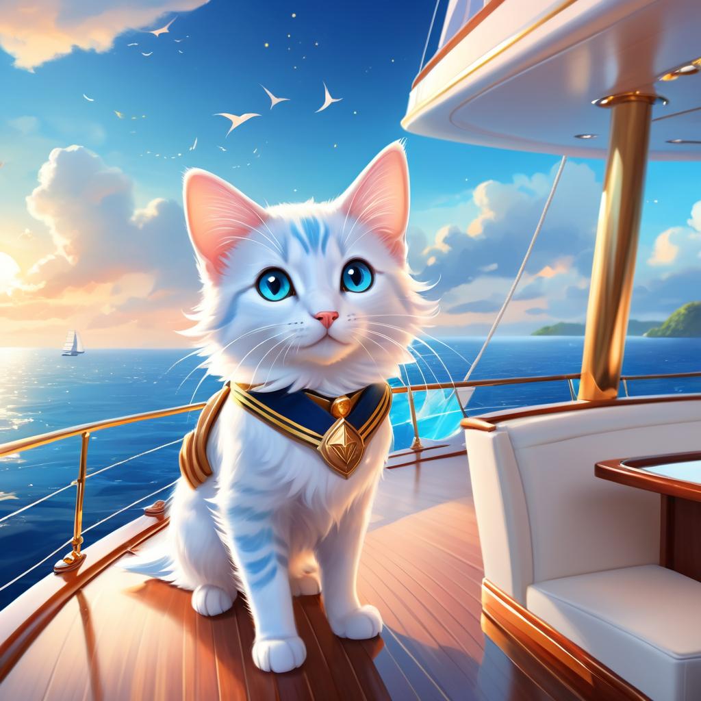 swordtail fish as a captain on a luxury yacht, wearing captain uniform, ethereal and majestic.