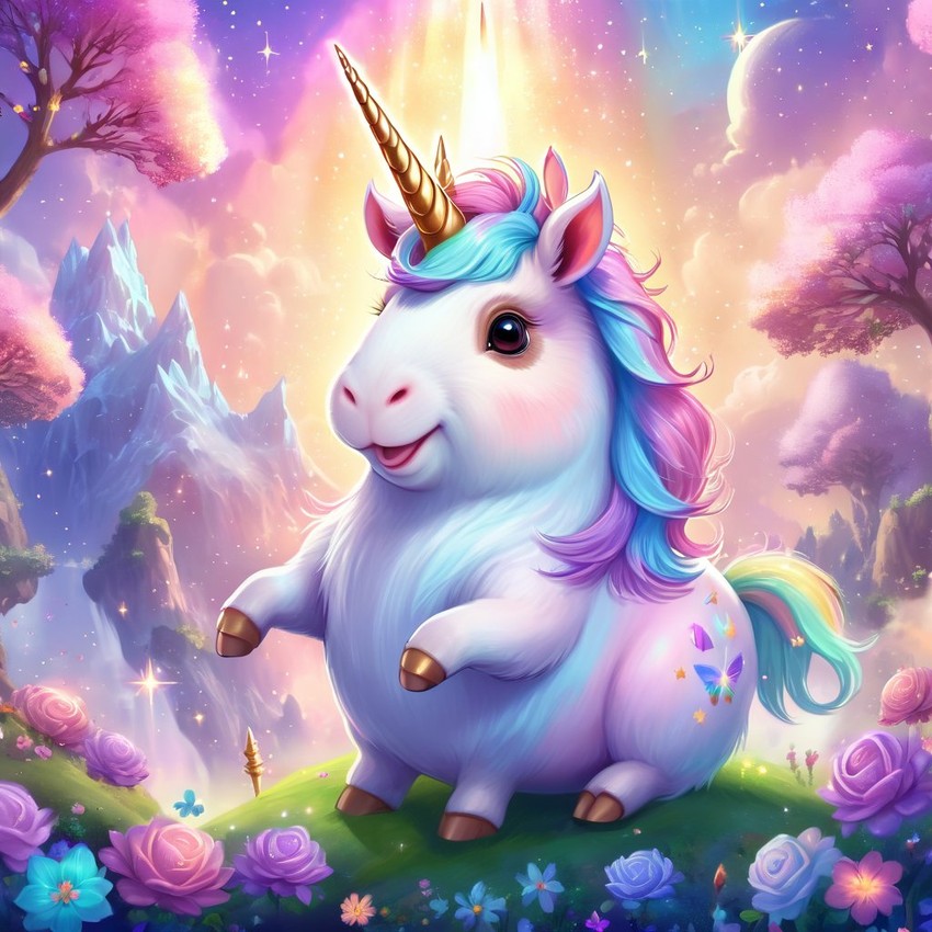 teddy guinea pig as a unicorn in a magical fairytale environment, capturing an ethereal and majestic scene.