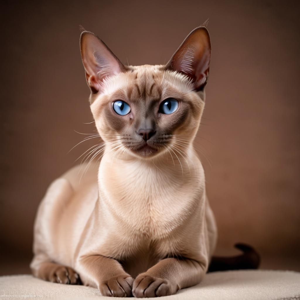 tonkinese cat with a diffused background, capturing their natural beauty in a cute and elegant pose.