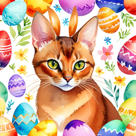 watercolor-abyssinian-cat-easter-eggs-vibrant-786e0282f9144ebf85f2317e2af62056