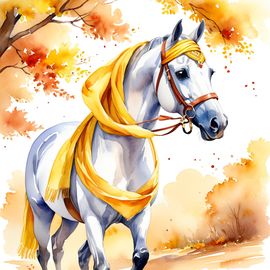 watercolor-arabian-horse-autumn-yellow-scarf-583f28758799456ea9c5484584bd1f84