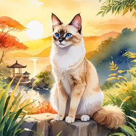 watercolor-balinese-cat-golden-hour-vibrant-detailed-d9811cb02e4242a2aa49b6355f43f90a