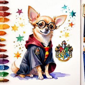 watercolor-chihuahua-harry-potter-magical-scene-ee0885f8b1874b40a046fff1e2db3f6a