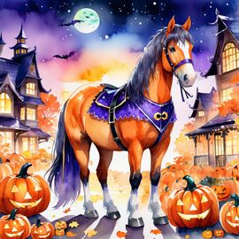 watercolor-clydesdale-horse-halloween-costume-pumpkins-2083d784e85447de94c6de01c1ad4dc8