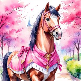 watercolor-clydesdale-horse-pink-clothing-pink-scene-happy-vibrant-688b764c84b946779231e307173d96cb