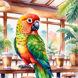 watercolor-conure-coffee-shop-e0f182c7d6864979aee487716940533a