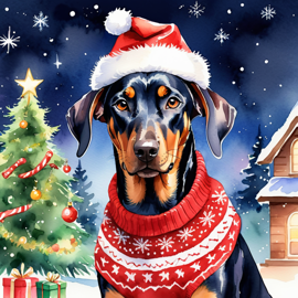 watercolor-doberman-christmas-sweater-santa-hat-7de379805fd749d8ba8ed3ee07fcb719