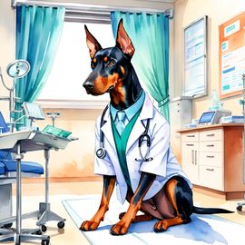 watercolor-doberman-pinscher-doctor-hospital-vibrant-detailed-anime-aeda4d03cb244c03964a9ebc08fedccb