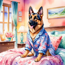 watercolor-german-shepherd-pyjamas-bedroom-c8c16f31adfe43229b111d24f2c964e2