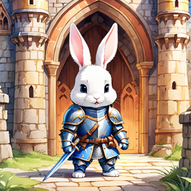 watercolor-minirex-rabbit-knight-castle-264efa33f0f34eb8bf29d5baad78da56