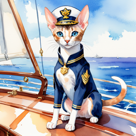 watercolor-oriental-shorthair-captain-yacht-uniform-56509df33b46429ba6f3e9e60f7ce687