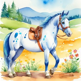 watercolor illustration of paint horse horse in children's book style, vibrant and detailed, drawn by don freedman.