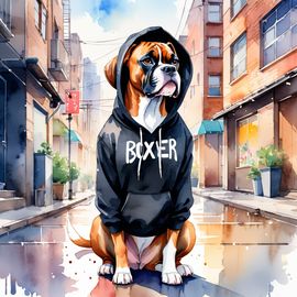 watercolor-painting-boxer-black-hoodie-vibrant-urban-environment-cute-happy-a921f0597f5b424ab6117b4ea4655c51