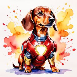 watercolor-painting-dachshund-iron-man-vibrant-detailed-costume-artistic-e0bc143ed36043cd8b0e81c7c1e75162