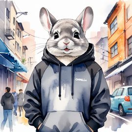 watercolor-painting-standard-grey-chinchilla-black-hoodie-vibrant-urban-environment-cute-happy-0453b685adf244a097d9d7b0c493ae90