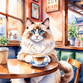 watercolor-ragdoll-cat-coffee-shop-8eeea28b025c4435b55886dc592481cf