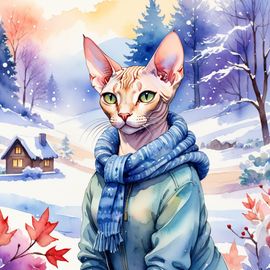 watercolor-sphynx-cat-winter-scene-stylish-clothing-9d8e8edb86224b1fbf1d227afefc262b