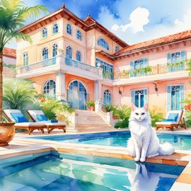 watercolor-turkish-angora-cat-villa-pool-785e1603812e4adaa88e3f6e7d103d4b