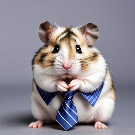 professional headshot of winter white russian dwarf hamster wearing a shirt and tie for a cv or linkedin, studio photo.