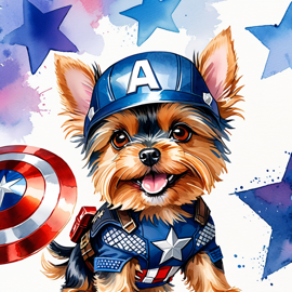 yorkshire-terrier-captain-america-watercolor-47704ba4cc95476697b1e4382fad76a0