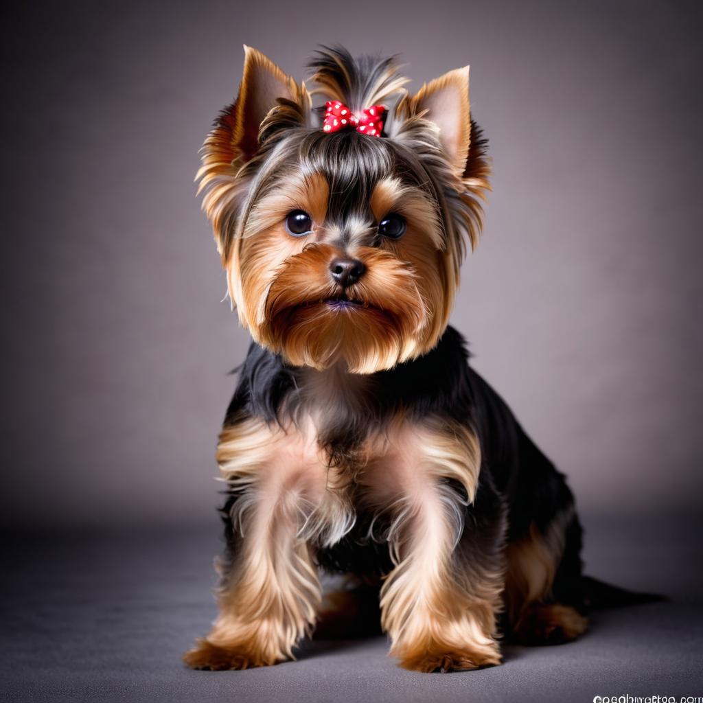 yorkshire terrier with a diffused background, capturing their natural beauty in a cute and elegant pose.